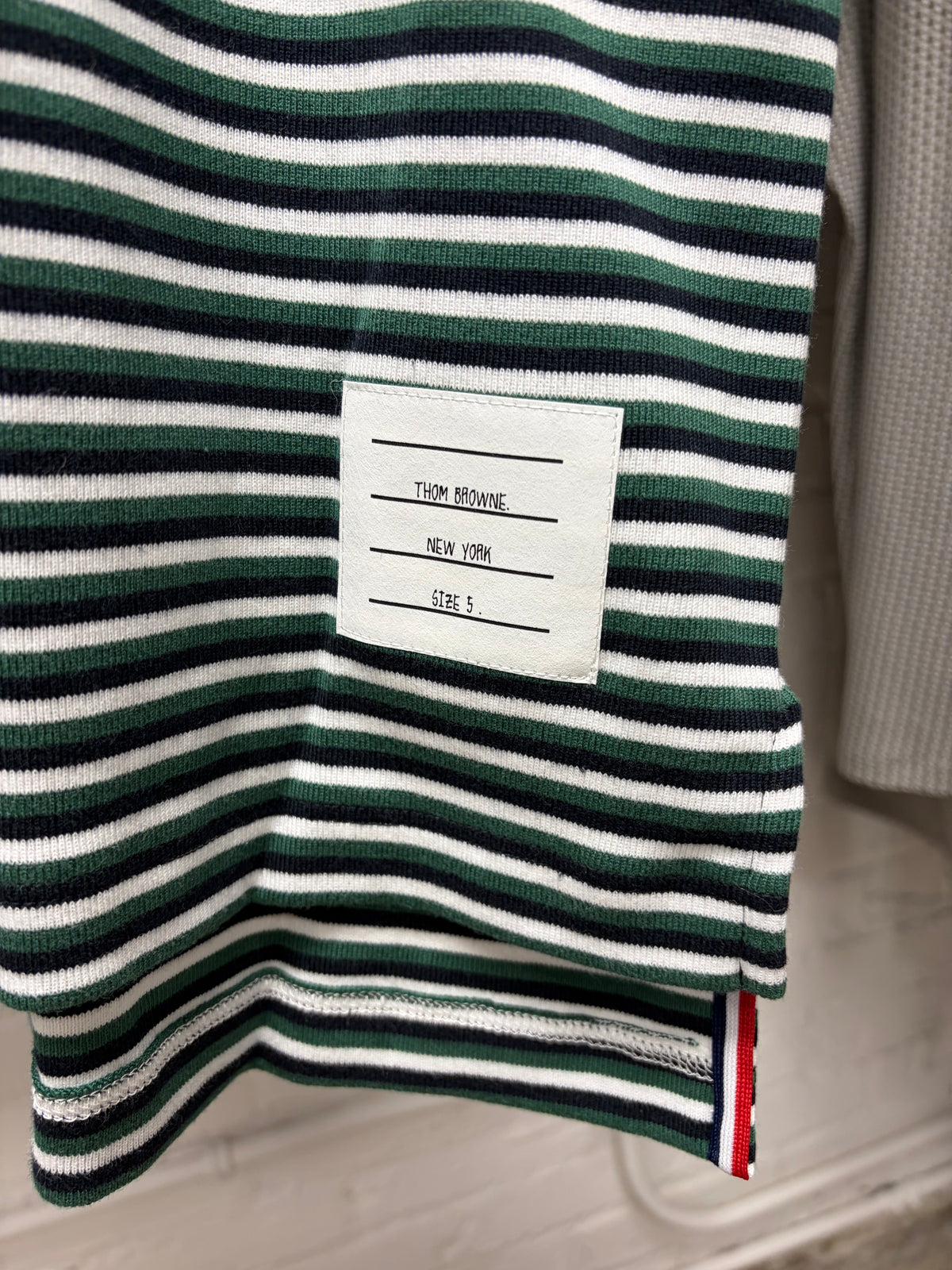 Thom Browne Green/White Patch Logo ‘Ringer’ Short Sleeve Shirt
