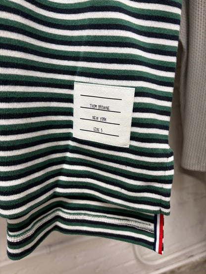 Thom Browne Green/White Patch Logo ‘Ringer’ Short Sleeve Shirt