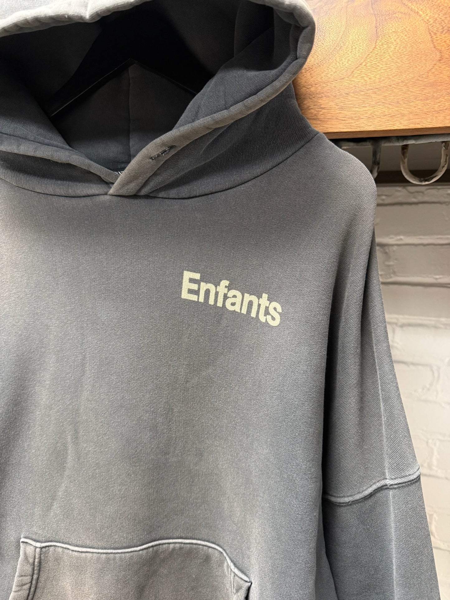 Enfants Riches Deprimes ‘Ticket to Death’ Faded Black French Terry Cotton Hoodie