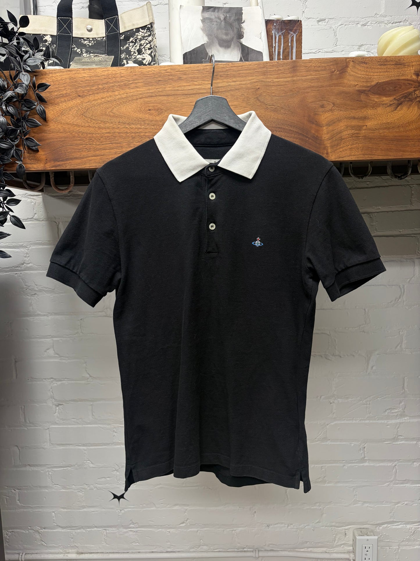 Vivienne Westwood ‘Orb Logo’ Black/White Cotton Polo