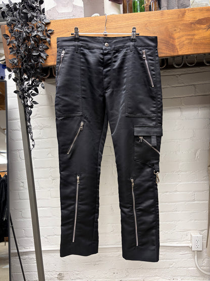 Alexander McQueen Black Satin Finished ‘Punk’ Pants