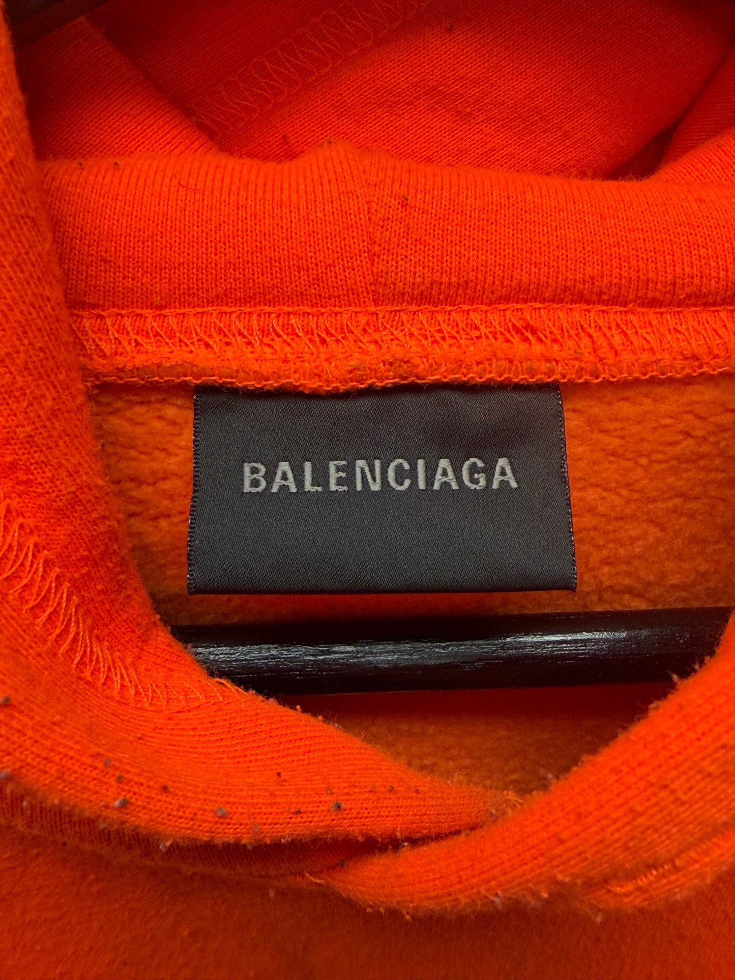 2022 Balenciaga ‘Miami’ Collegiate Logo Orange/Black Embroidered Pullover Hoodie
