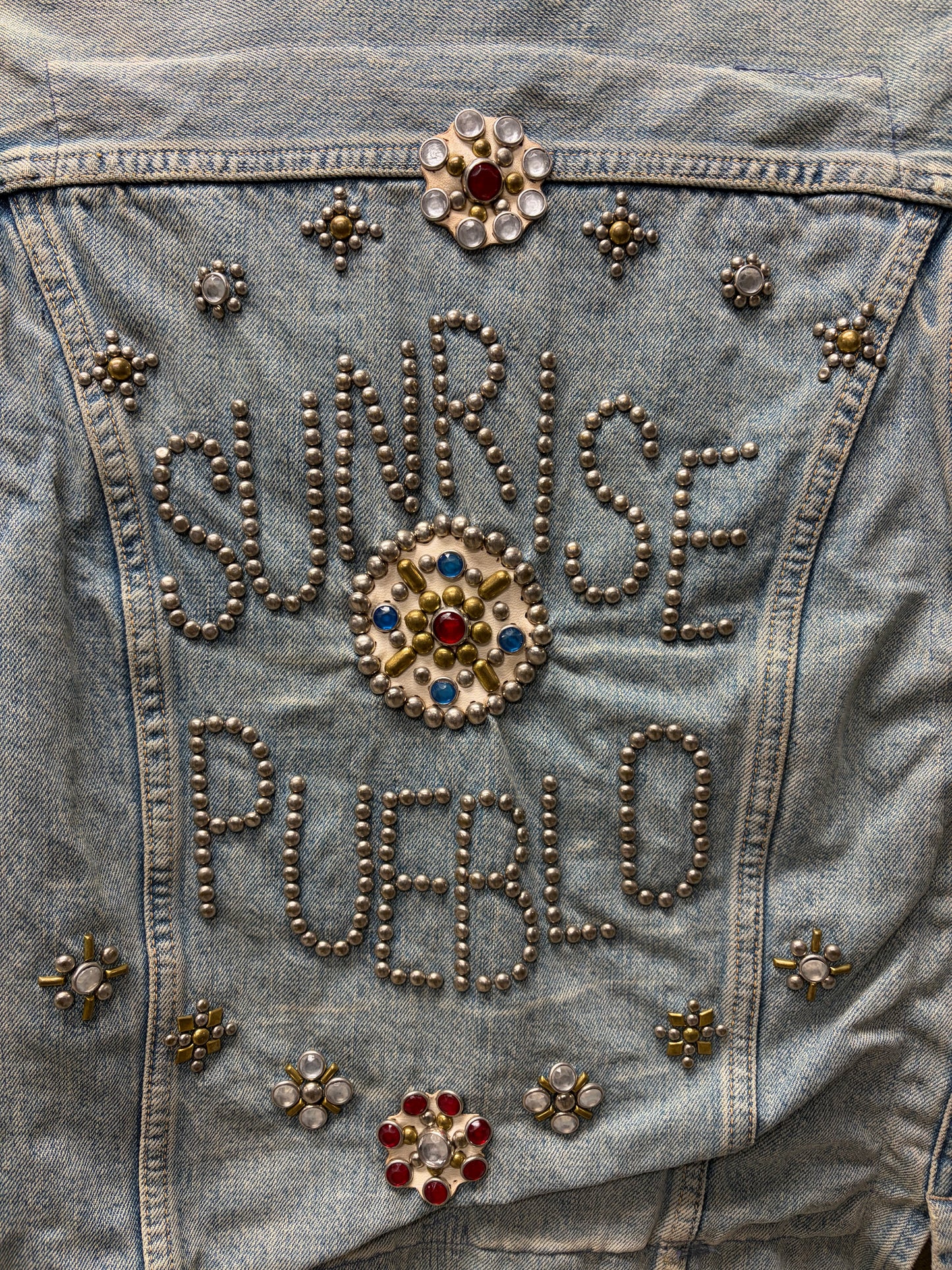 Kapital ‘Sunrise Puebelo’ Studded Western Style Light Wash Denim Shirt