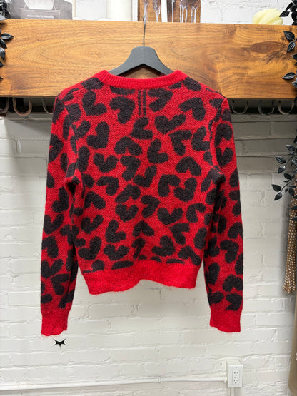 2014 Saint Laurent by Hedi Slimane Red Leopard Pattered Knit Sweater