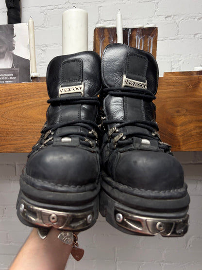 New Rock ‘106-R17’ Black Leather Platform Sole Boots
