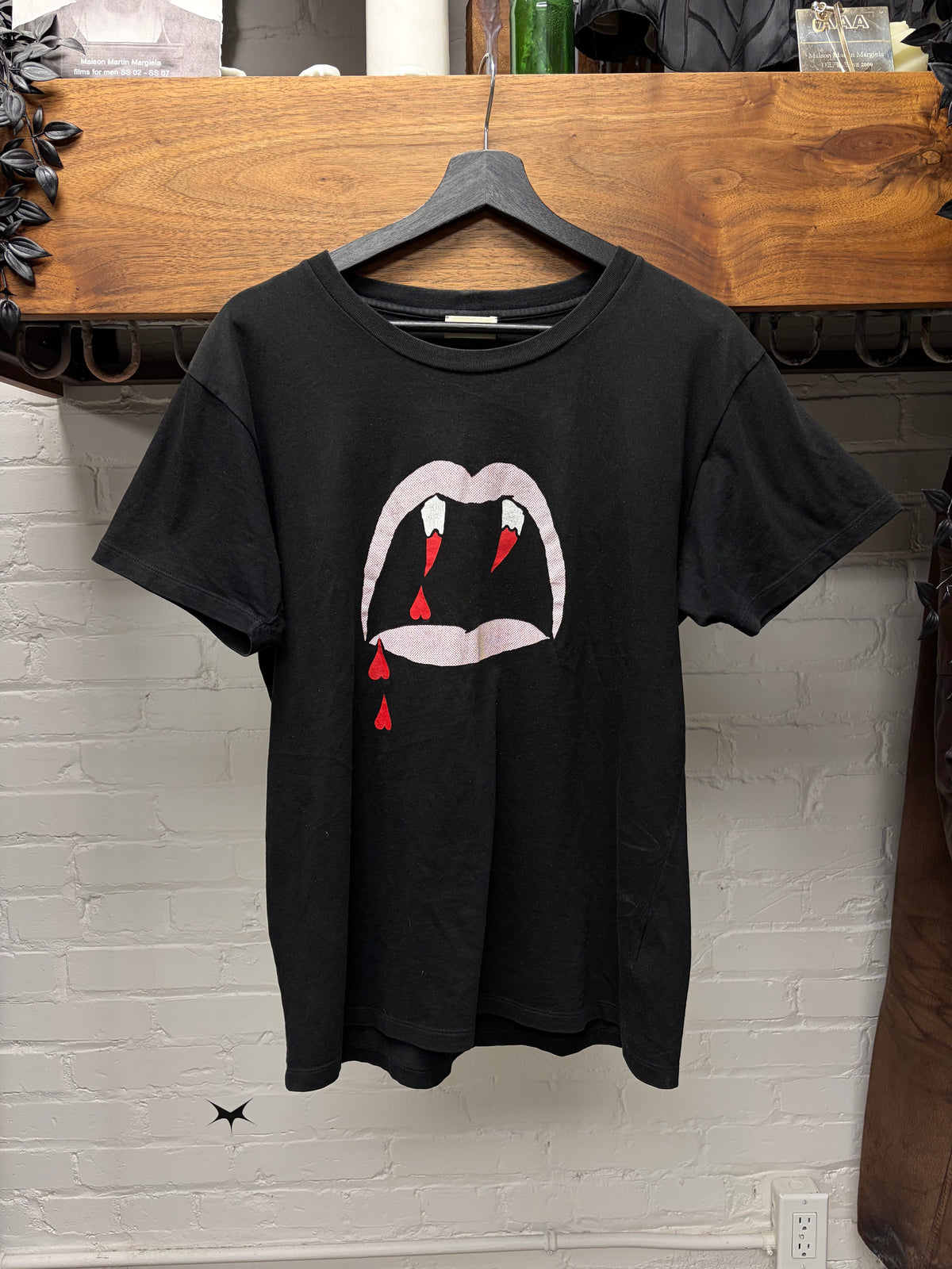 SS2014 Saint Laurent by Hedi Slimane ‘Bloodluster’ Fangs Black Graphic T-Shirt