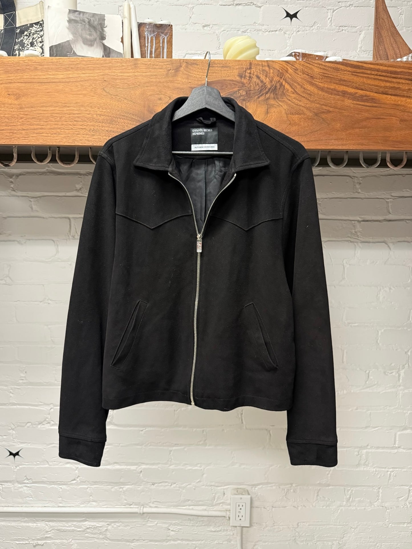 Enfants Riches Deprimes Black Suede Cropped Western Jacket