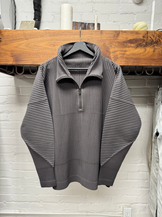 Issey Miyake Homme Plisse Pleated 1/4 Zip Brown Track Jacket