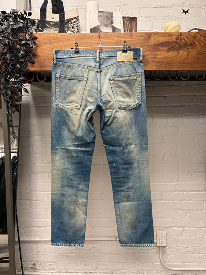 AW2012 Visvim ‘Dirty Blue’ Slim Bootcut Jeans with Genuine Snakeskin Leather Patch