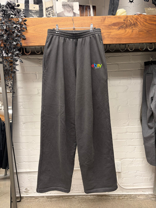 AW2024 Balenciaga x EBay Faded Black Wide Leg Drawstring Sweatpants