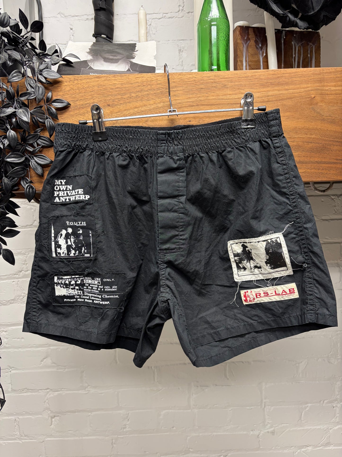 SS2020 Raf Simons ‘My own Private Antwerp’ Black Patchwork Boxer Shorts