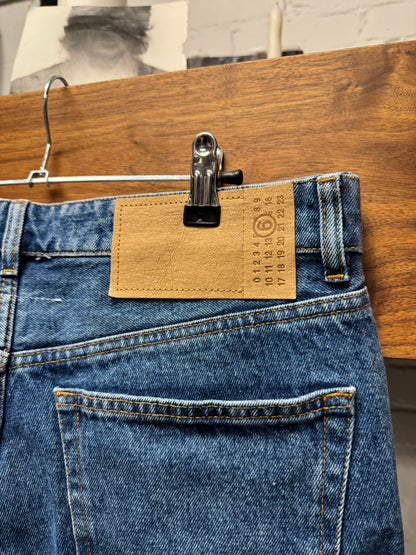 2023 Maison Margiela ‘Wax Coated’ Blue Bootcut Denim