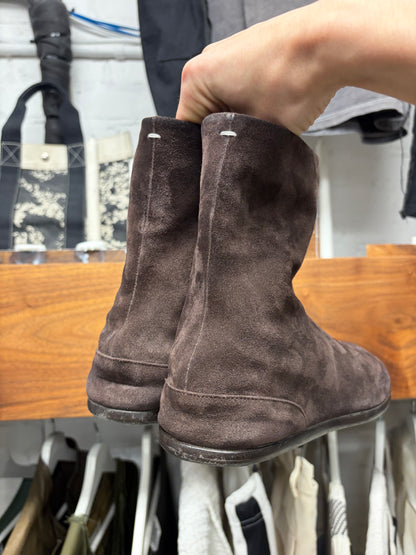 Maison Margiela ‘Tabi’ Brown Suede Split Toe Ankle Boots
