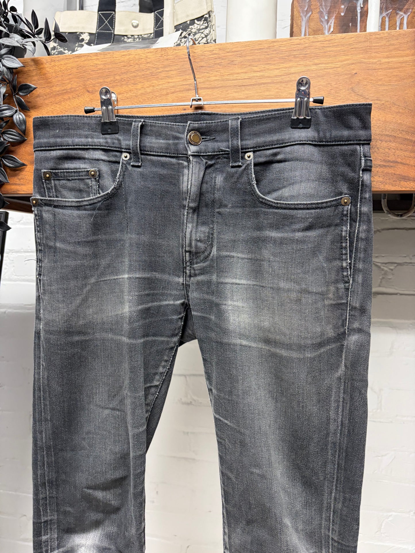 2021 Saint Laurent ‘D03’ Washed Black Skinny Jeans