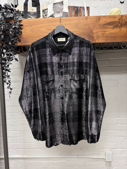 2018 Saint Laurent by Anthony Vacarello Sequin Shadow Plaid Flannel