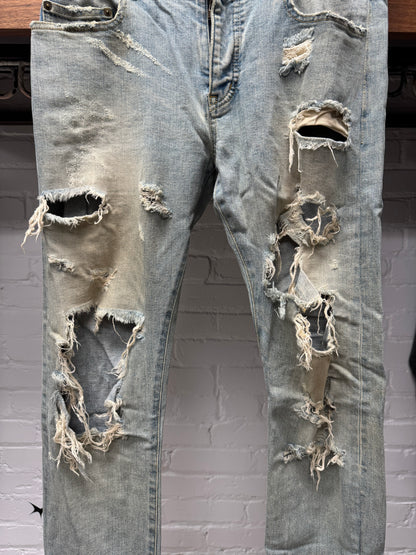 2013 Saint Laurent by Hedi Slimane ‘D02’ Light ‘Dirt Wash’ Crash Denim