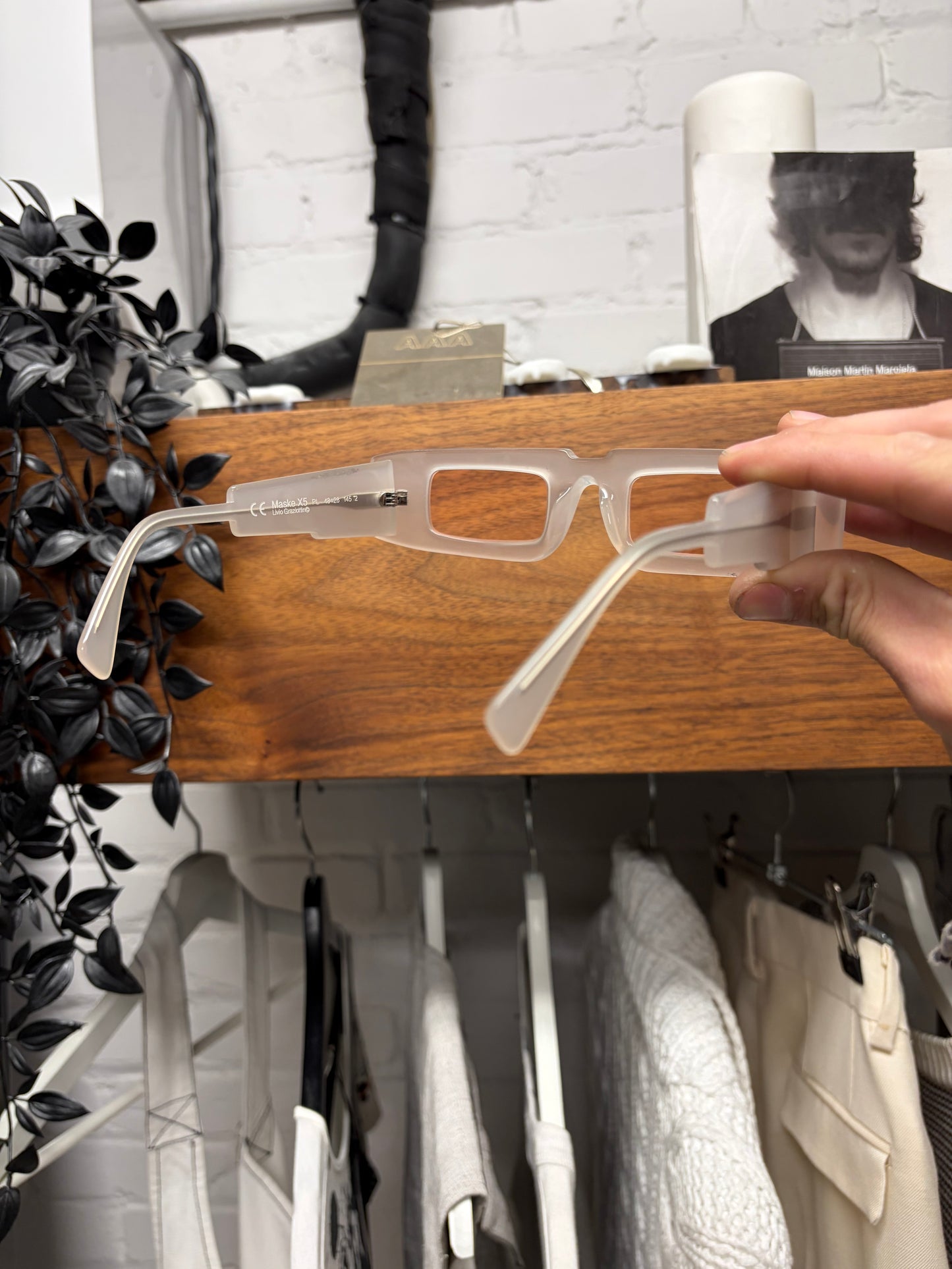 Kuboraum ‘X5’ Rectangular Translucent Frame Sunglasses