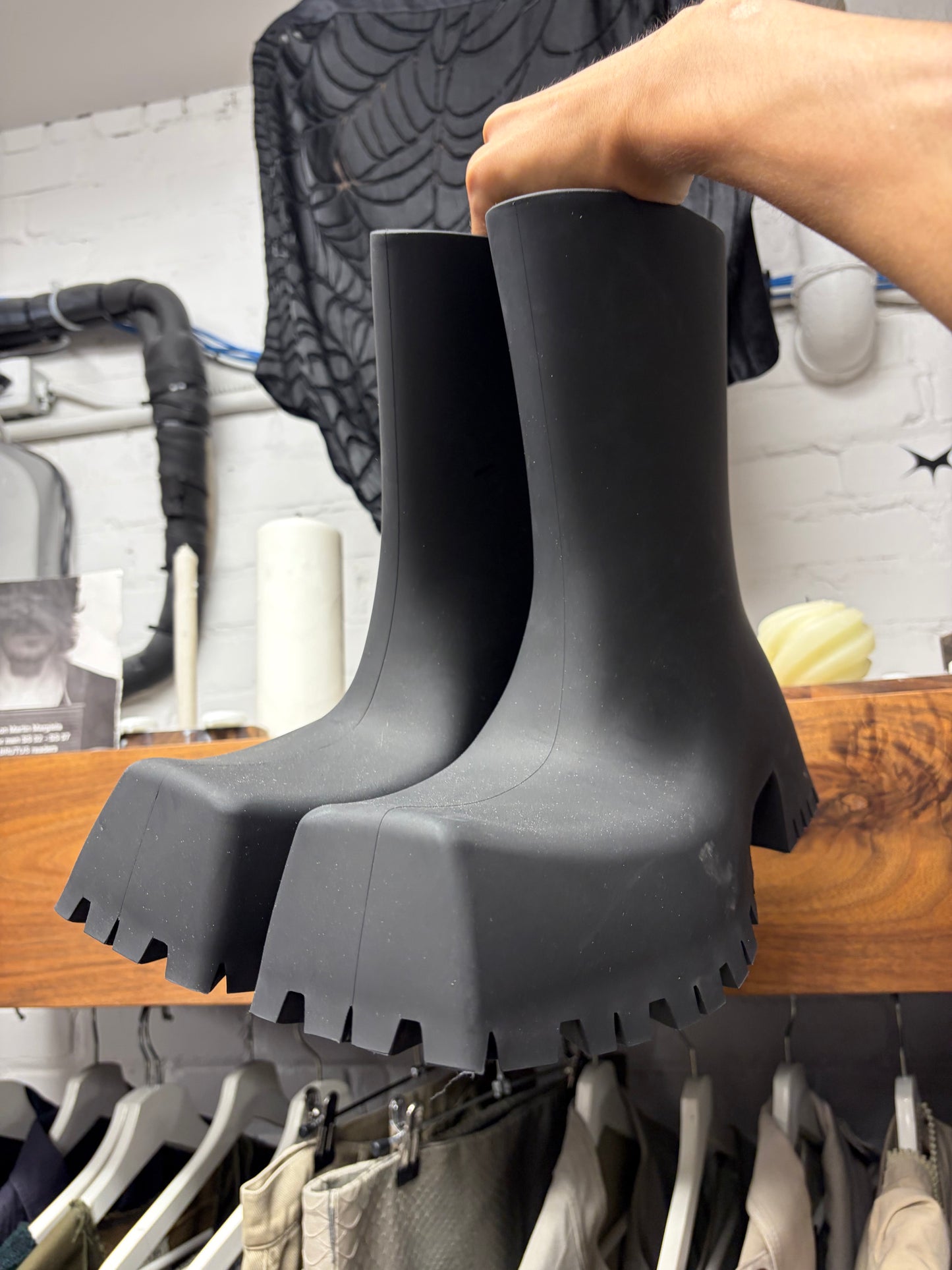 Balenciaga ‘Trooper’ Black Oversized Square Toe Combat Boots