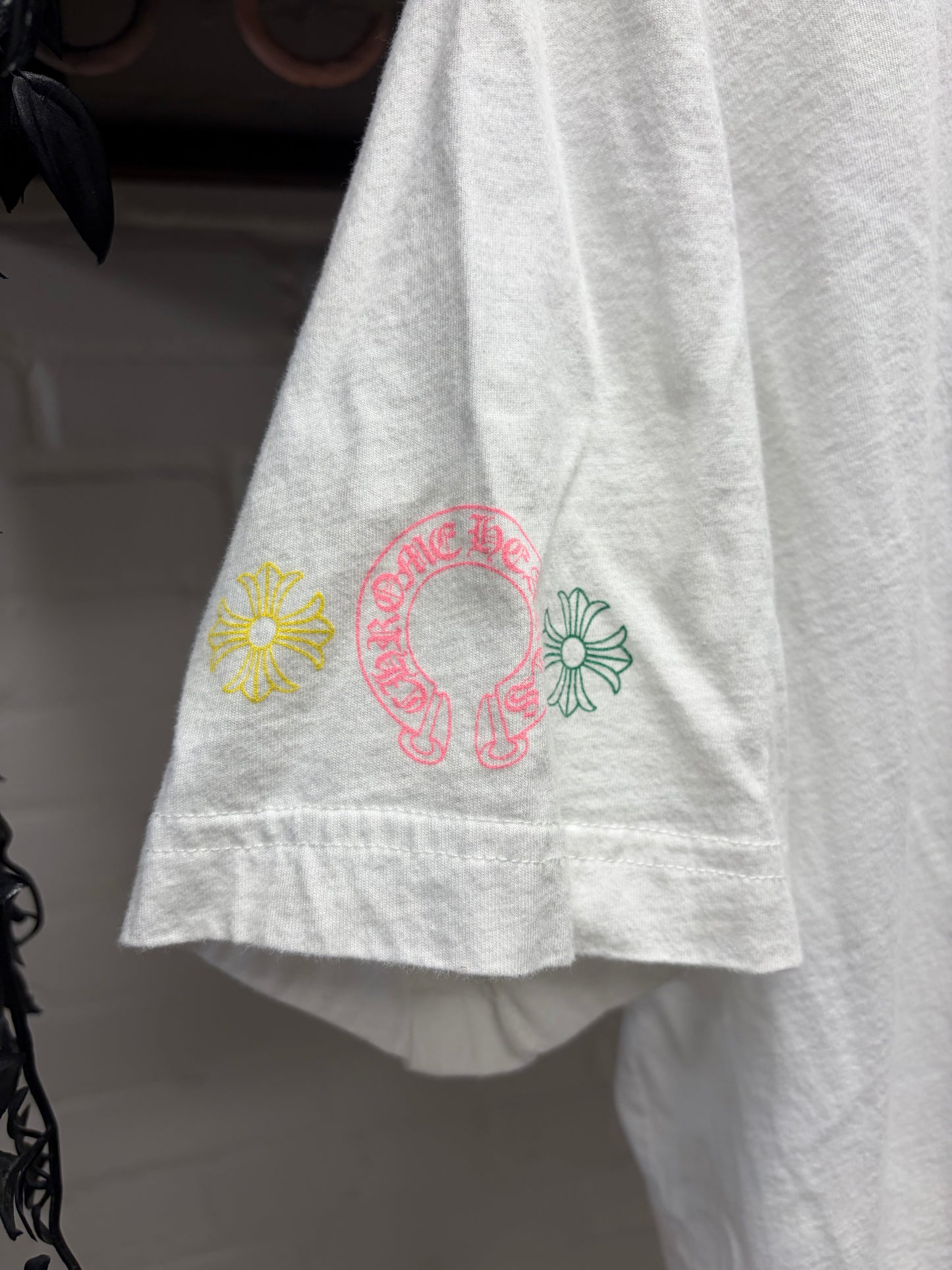 Chrome Hearts Multi-Color ‘Cemetery Cross’ White Short Sleeve Shirt