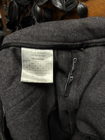 AW2007 Christian Dior Pleated Grey Wool Straight Leg Trousers