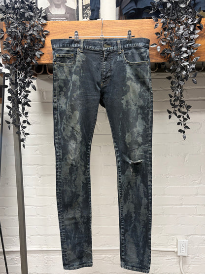 2013 Saint Laurent by Hedi Slimane ‘Oil Spill’ D02 Skinny Jeans