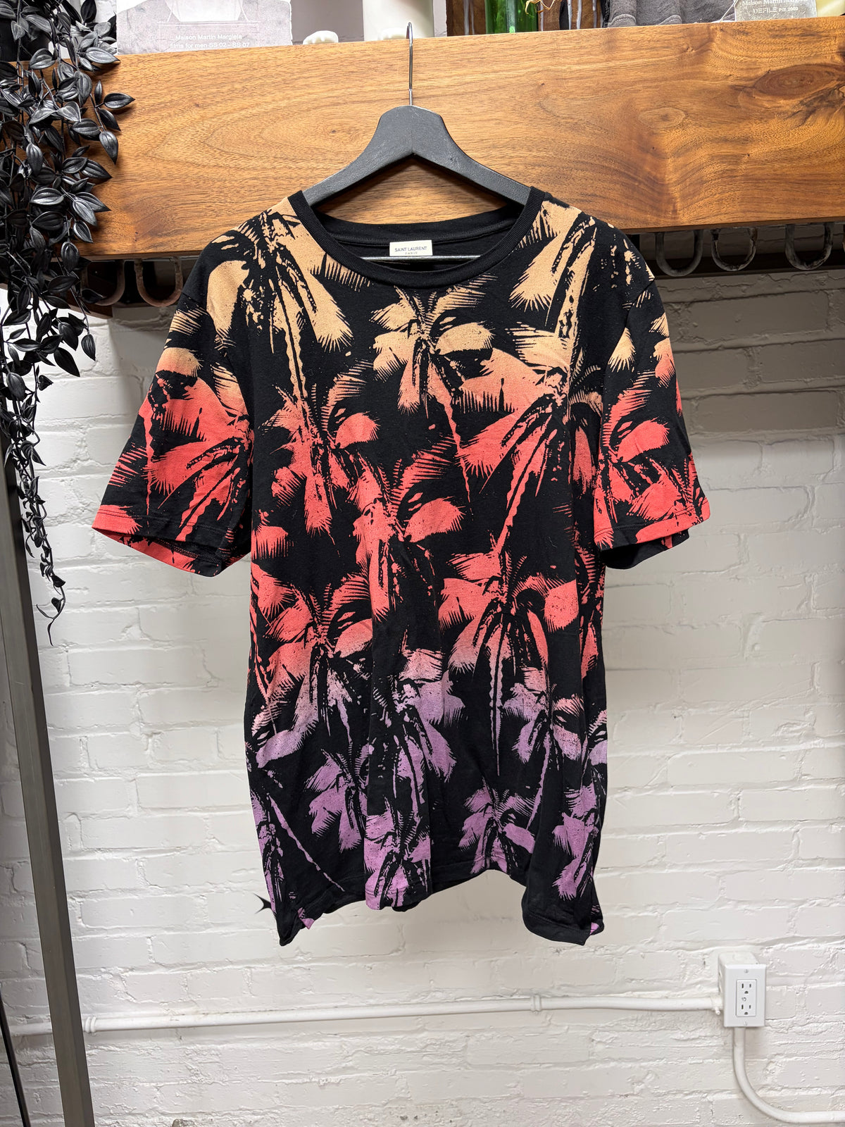 2019 Saint Laurent ‘Surf Sound’ Redux Palm Tree Graphic T-Shirt