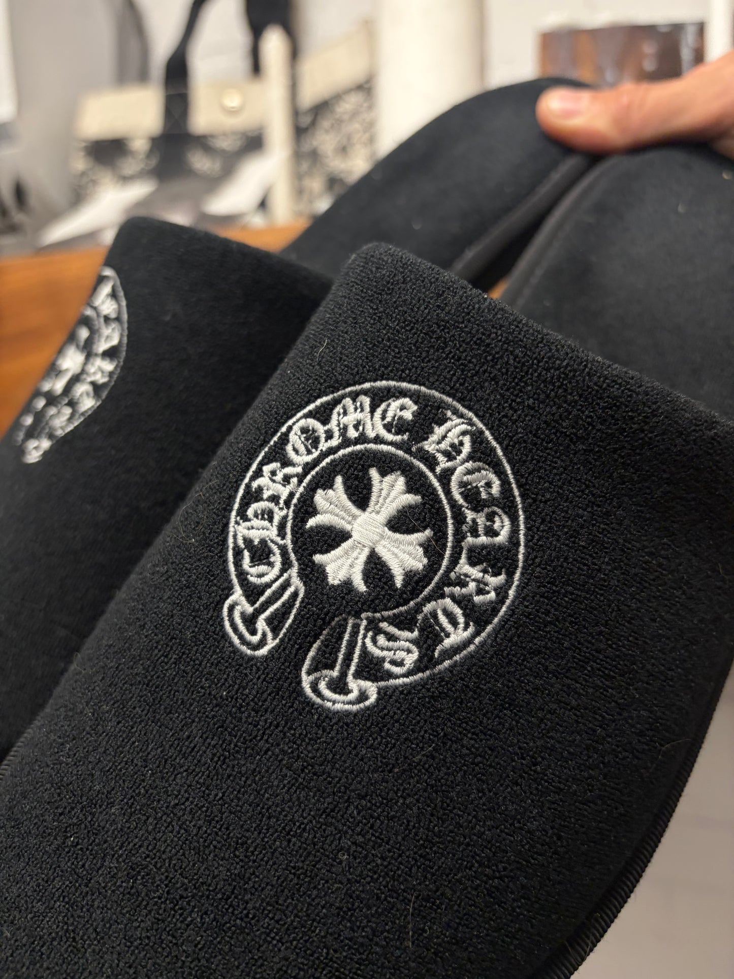 Chrome Hearts Black Horseshoe Logo ‘Hotel Slippers’