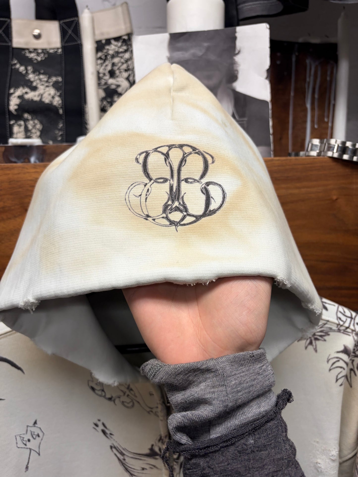 SS2024 Balenciaga ‘Tattoo’ Dirty White Zip Up Hoodie