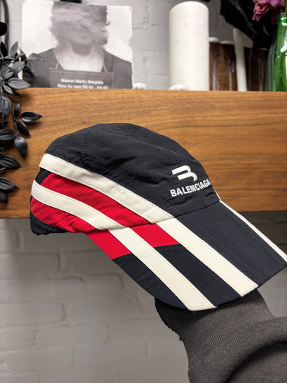 Balenciaga ‘Sporty B Logo’ Black/Red Track Strap-Back Baseball Cap