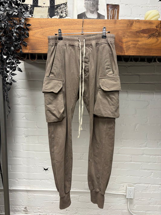 Rick Owens DRKSHDW Dust Brown Cotton Cargo Joggers