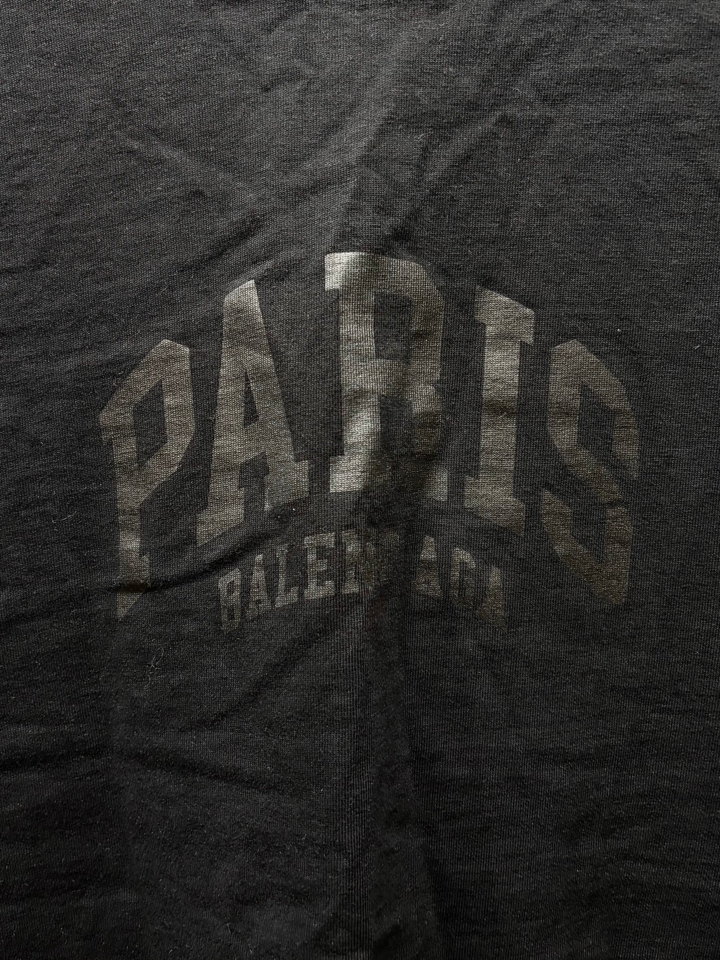 2022 Balenciaga ‘Paris’ Black Vinyl Logo Oversized T-Shirt