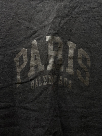 2022 Balenciaga ‘Paris’ Black Vinyl Logo Oversized T-Shirt