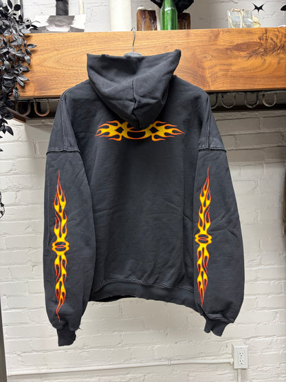SS2024 Balenciaga ‘Unity Flame’ Distressed Black Pullover Hoodie