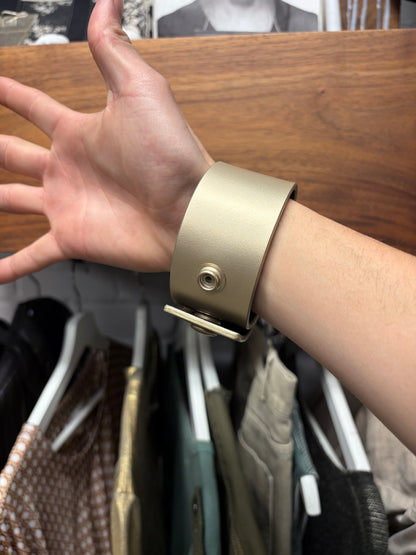 SS2025 Rick Owens ‘Hollywood’ Anthem Gold Leather Cuff Bracelet