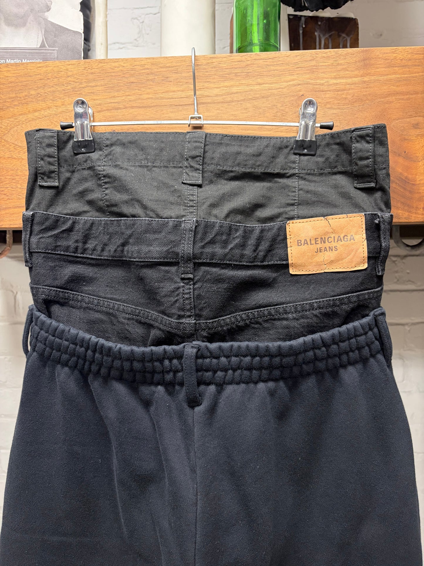AW2024 Balenciaga Triple Layered Black Sweatpant/Hybrid Wide Leg Denim