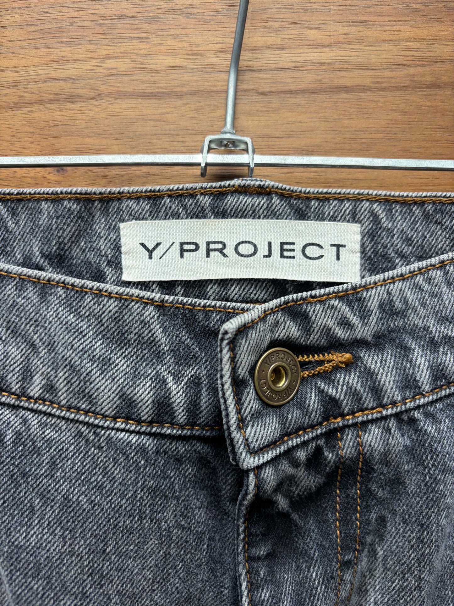 Y-Project ‘Metal Wire’ Shaped Grey Bootcut Denim