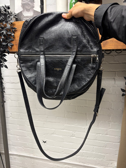 Balenciaga ‘Air Hobo’ Crinkled Black Arena Lambskin Leather Crossbody Bag