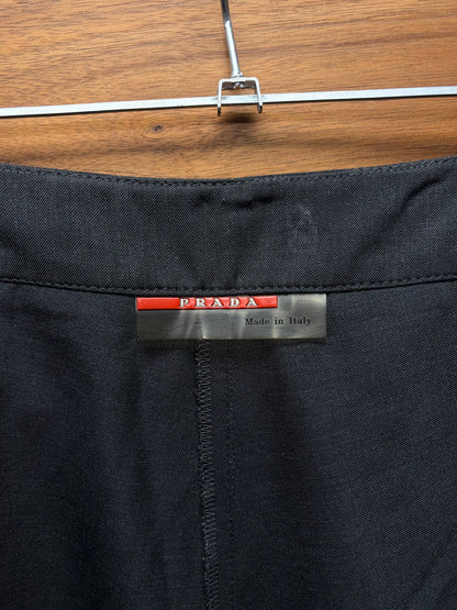 Prada Sport Asymmetric Button Fly Pleated Black Skinny Trousers