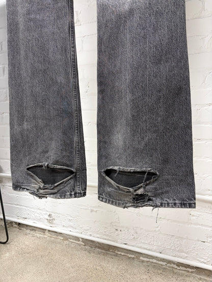 2018 Balenciaga Flared Cut Washed Grey Denim