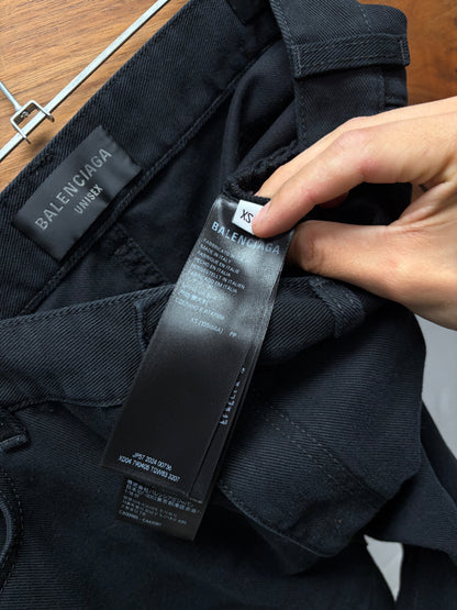2024 Balenciaga ‘Flat Black’ Flared Cut Denim