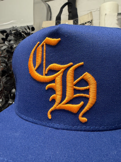 Chrome Hearts ‘CH’ Blue/Orange Embroidered Logo Strap-Back Baseball Hat