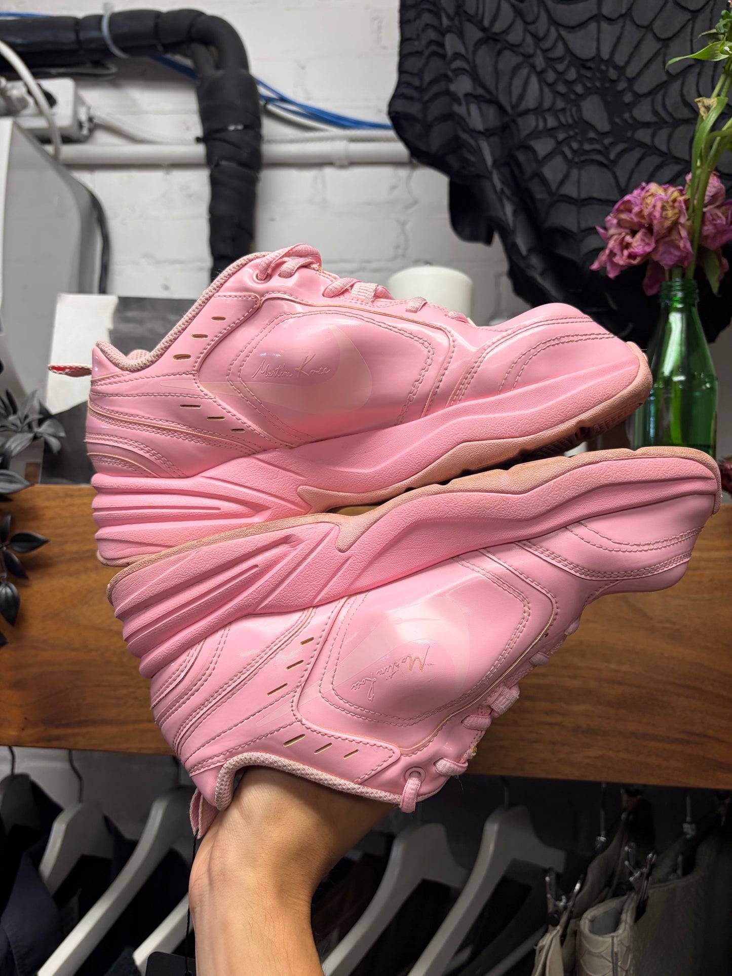 Martine Rose x Nike ‘Air Monarch’ Pink Leather Low Top Sneakers