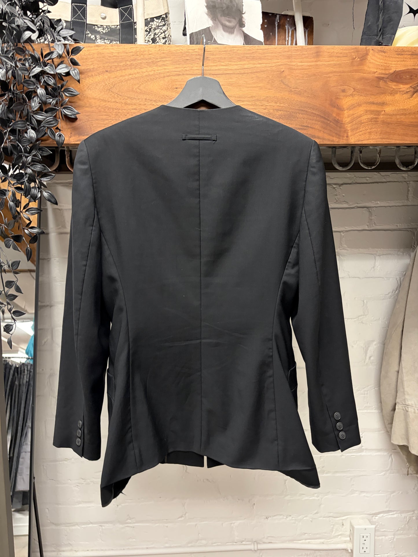 Vintage Jean Paul Gaultier ‘Collarless’ Deconstructed Black Blazer
