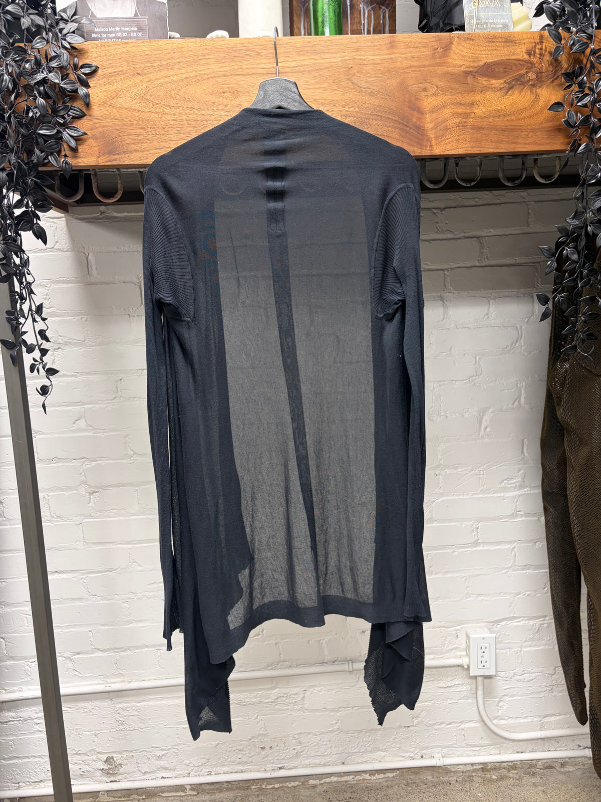 AW2011 Rick Owens ‘Anthem’ Black Semi Sheer Waterfall Cardigan