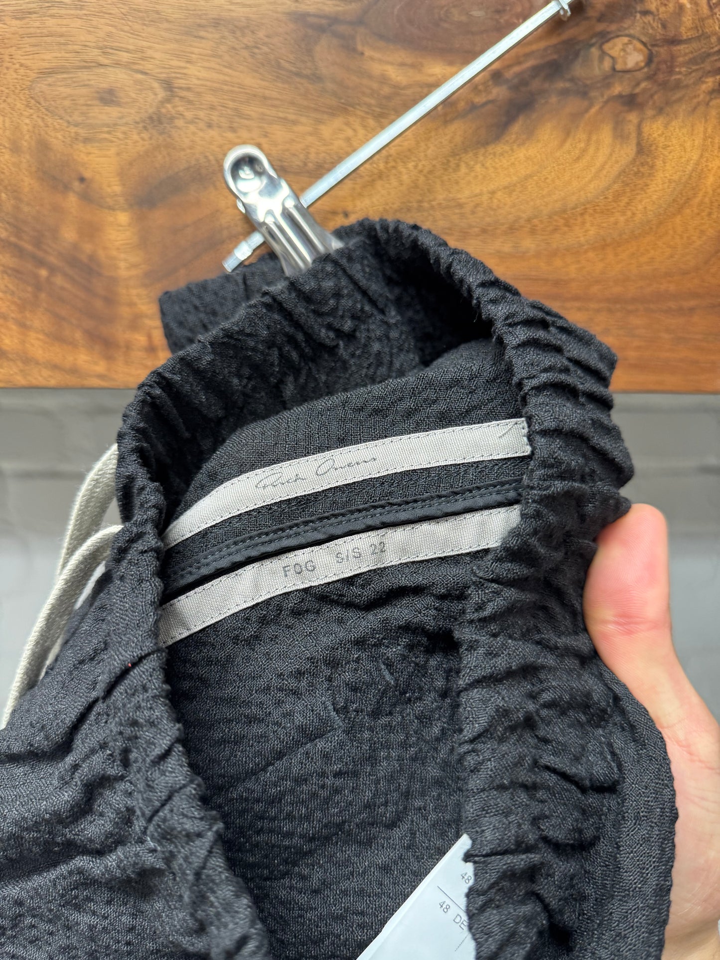 SS2022 Rick Owens ‘Fogachine’ Black ‘Berlin’ Drawstring Relaxed Pants