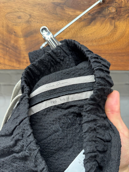 SS2022 Rick Owens ‘Fogachine’ Black ‘Berlin’ Drawstring Relaxed Pants