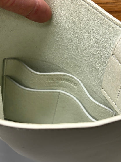 Jill Sander Square Shape White Leather Crossbody Bag