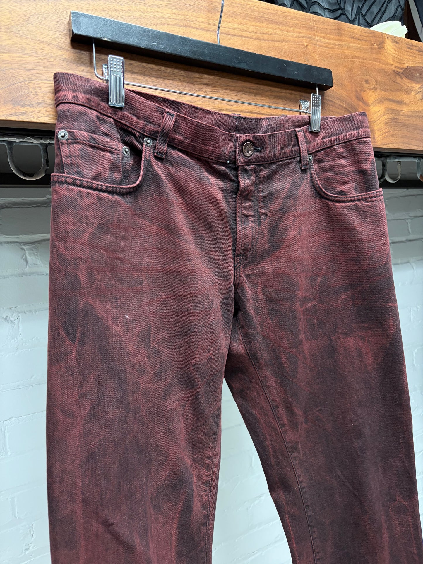 Dolce & Gabbana Bleach Dyed Red Slim/Skinny Cut Denim