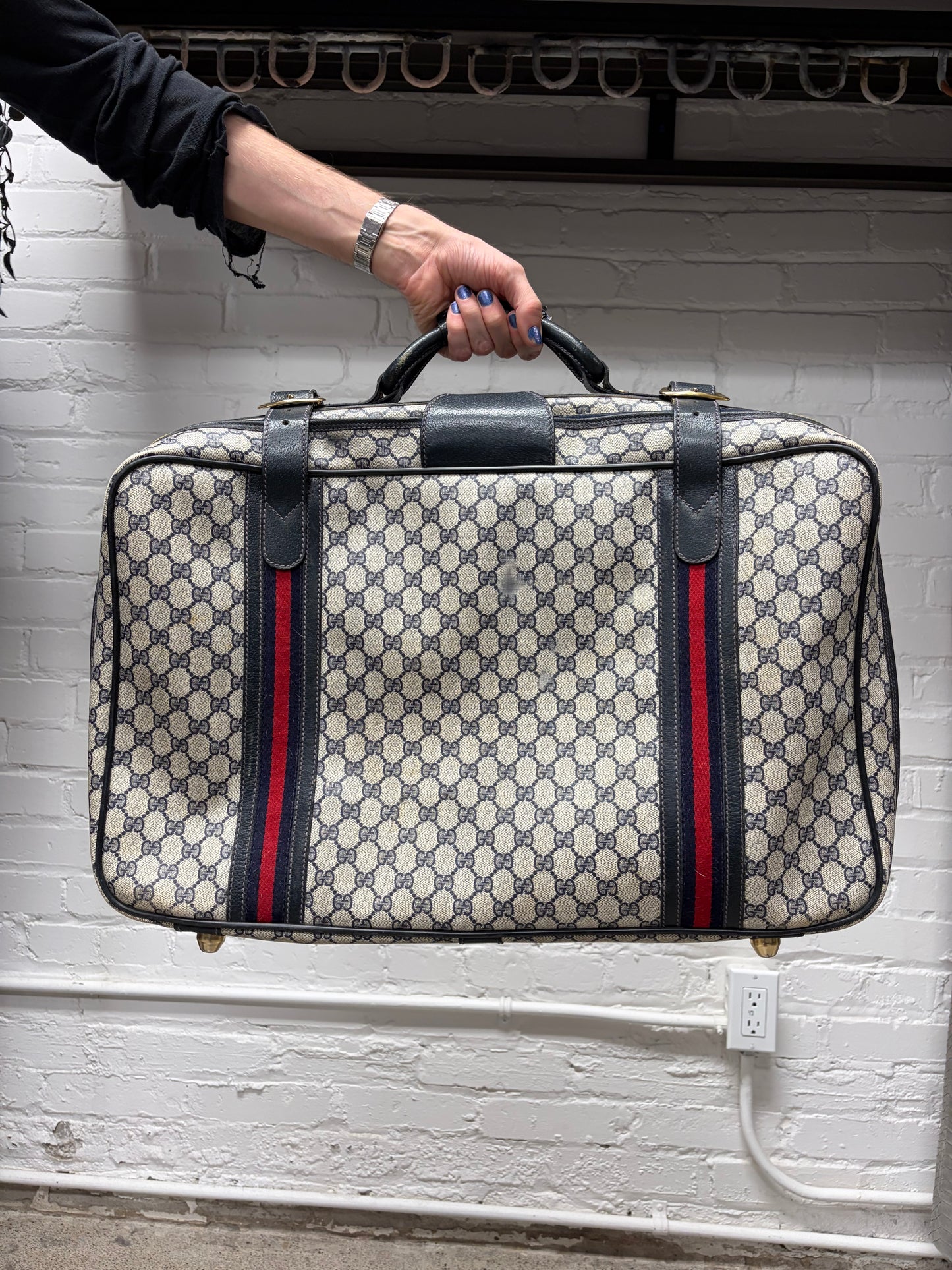 Vintage 1980s Gucci ‘Guccisima’ Monogram Top Handle Canvas Large Luggage Bag