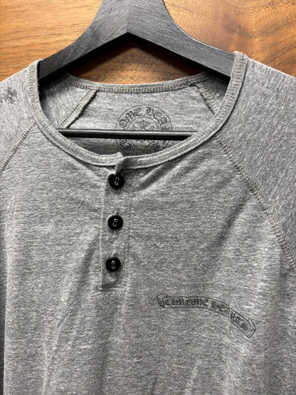 Chrome Hearts Plus Cross ‘Flooded Sleeve’ Grey Henley Cotton Shirt